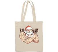 Bad Santa Merry Christmas Buf Santa Sac fourre-tout en coton naturel Blanc