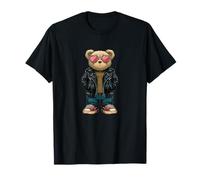 Bad Teddy Bear Veste en Cuir Noir T-Shirt