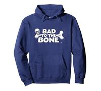 Bad to The Bone Skull Rebel Attitude Punk Rock Sweat à Capuche, Unisexe pour Adultes, Bleu Marine, L