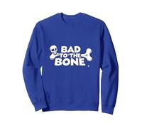 Bad to The Bone Skull Rebel Attitude Punk Rock Sweatshirt, Unisexe pour Adultes, Bleu Royal, XXL