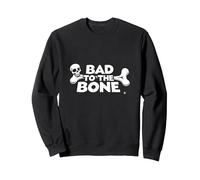 Bad to The Bone Skull Rebel Attitude Punk Rock Sweatshirt, Unisexe pour Adultes, Noir, S