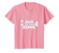 Bad to The Bone Skull Rebel Attitude Punk Rock T-Shirt, Enfant, Rose, 3 Ans