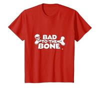 Bad to The Bone Skull Rebel Attitude Punk Rock T-Shirt, Enfant, Rouge, 8 Ans