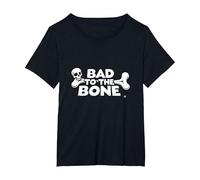 Bad to The Bone Skull Rebel Attitude Punk Rock T-Shirt, Femme Grandes Tailles, Noir, 4X