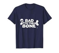 Bad to The Bone Skull Rebel Attitude Punk Rock T-Shirt, Homme, Bleu Marine, 6XL