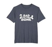 Bad to The Bone Skull Rebel Attitude Punk Rock T-Shirt, Homme Grandes Tailles, Bleu Chiné, 2X Tall