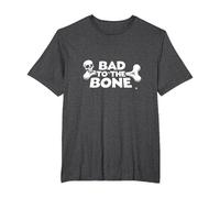 Bad to The Bone Skull Rebel Attitude Punk Rock T-Shirt, Homme Grandes Tailles, Chiné Foncé, 3X Tall