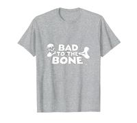 Bad to The Bone Skull Rebel Attitude Punk Rock T-Shirt, Homme, Gris Chiné, L