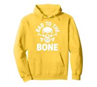 Bad to The Bone Squelette Rocker Rebel Biker Attitude Sweat à Capuche, Unisexe pour Adultes, Citron, M