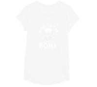 Bad to The Bone Squelette Rocker Rebel Biker Attitude T-Shirt, Fille, Blanc, XS