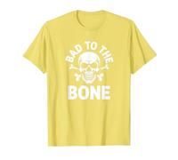 Bad to The Bone Squelette Rocker Rebel Biker Attitude T-Shirt, Homme, Citron, L