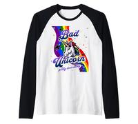 Bad Unicorn Funny Rainbow Unicorn Girls Mad Unicorn Amoureuse de licornes Manche Raglan