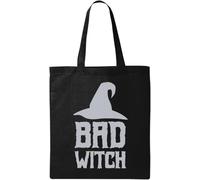 Bad Witch Sac fourre-tout en coton écologique Motif chapeau d'Halloween Noir, Noir , Taille unique