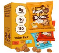 Bada Bean Bada Boom Lot de 24 sachets de protéines végétales sans gluten, végétaliens, grillés et croustillants (Fava), 100 paquets de calories, 28 g