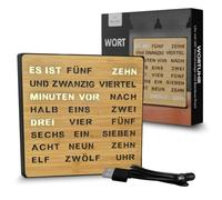 Bada Bing Horloge LED en bambou avec affichage du mot allemand - Horloge en bois élégante avec câble USB - Horloge murale moderne - Horloge de table de qualité supérieure silencieuse à poser/à