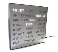 Bada Bing Horloge murale LED élégante - Affichage du mot allemand - Avec câble USB - Aspect cuivre - À suspendre ou à poser - Qualité supérieure - 79, Bronze, Noir