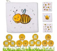 Bada Bing Lot de 12 serviettes magiques en coton avec crochet de suspension pour enfants env. 30 x 30 cm 4 fois - Idéal comme cadeau d'anniversaire, cadeau