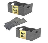 Bada Bing Lot de 2 paniers pliants en feutre gris rectangulaire, petit rangement pour jouets, étagère de rangement pliable, penderie, panier en feutre, boîte 45
