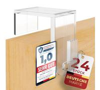 Bada Bing Lot de 24 crochets de fenêtre - Zone de serrage jusqu'à 16 mm - Crochets de porte transparents - Crochets robustes et pratiques - Pour toutes les couleurs de cadre - Support stable pour