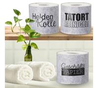 Bada Bing - Papier toilette - Banderole - Aspect feutre gris clair - Avec dictons amusants - Rangement original - Décoration 59