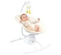 Badabulle Balancelle Electrique Bébé Latérale Buddy Cream - 3 Vitesses de Balancement - 8 Berçeuses - Arche de jeux - Garantie à vie