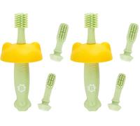 Badabulle Brosse à Dents Souple en Silicone - Manche Ergonomique - Evolutif 3 embouts Interchangeables - De 6 à 18m (Lot de 2)