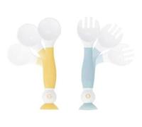 Badabulle Couverts d'apprentissage flexibles a 90Â° dans les 2 sens - Contient 1 Fourchette et 1 Cuillere - A partir de 6 mois Neutre G
