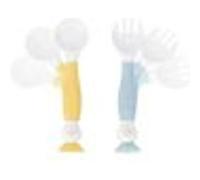 Badabulle Couverts d'apprentissage flexibles a 90Â° dans les 2 sens - Contient 1 Fourchette et 1 Cuillere - A partir de 6 mois Neutre G