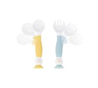 Badabulle Couverts d'apprentissage flexibles pour bébé, Cuillère et Fourchette ergonomiques, 6m+