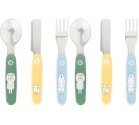 Badabulle Couverts métal, 3 couverts, Fourchette, couteau et cuillère, en acier inoxidable, 12m+ (Lot de 2)