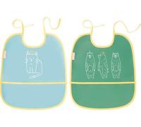 Badabulle Lot de 2 bavoirs souples, Impérméables avec récupérateur, de 0 à 3 ans