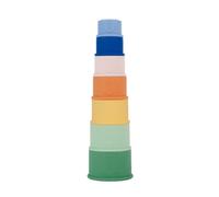 Badabulle Lot de 7 Tasses Empilables Numérotées - Jouets de Bain en Silicone Souple