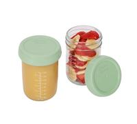 Badabulle Pots de Conservation Badabowls, Lot de 2 Boîtes de conservation de 220ml en verre,100% Hermétiques avec Joint en Silicone, Passent au Lave-vaisselle & Micro-ondes