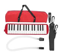 Badafaci 32 Touches de Style Piano Mélodica ABS Touches Noires et Blanches Mates, Base Plaquée Argent avec Embout Cornet, Sarbacane Souple et Sac pour étudiants Débutants Amateurs de Musique (rouge)