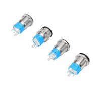 Badafaci 4 Pièces Bouton-poussoir Marche Arrêt, Lumière LED | Bouton Poussoir à Verrouillage, Compatible avec Trou de 5/8 Pouce, Acier Inoxydable 304, étanche IP67 pour Environnements
