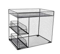 Badafaci Chariot de Rangement de Cuisine Roulant Chariot Utilitaire Mobile à 3 Niveaux avec 2 Tiroirs Coulissants Support Métallique Robuste pour Organisateur de Cuisine, Bureau, Garage 16,9 X 14,6