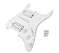 Badafaci Planche de Guitare électrique, Ensemble de Micros Humbucker HSH Pré-câblés, Pickguard Blanc Facile à Installer pour Guitares électriques ST SQ 285 X 220 Mm (WHITE)