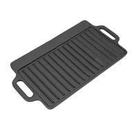 Badafaci Plaque de Cuisson en Fonte, Grille de Barbecue Rectangulaire Double Face épaissie avec Poignées pour le Chauffage Uniforme du Dessus de la Cuisinière de Camping à la Maison (40x20CM)