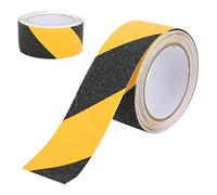 Badafaci Ruban Adhésif Antidérapant en PVC Noir et Jaune, Adhésif de Signalisation Brillant avec Fibres Antidérapantes, pour Marches, Rampes et équipements de Fitness, 50 Mm X 5 M