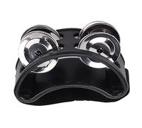 Badafaci Tambourin à Pied, Accessoire de Batterie Jingle Bells en Métal pour Jouer de la Guitare, Conception Compacte pour Musiciens et Artistes (BLACK)
