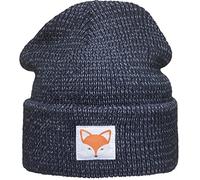 Baddery Beanie réfléchissant enfant - „Renard (Patch)“ - Bonnet tricoté | Bonnet d'hiver avec patch pour garçons et filles - Visibilité accrue sur la route