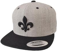 Baddery Casquette Flexfit Snapback - Fleur de Lis - Broderie 3D Lys, Noir chiné, taille unique