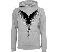 Baddery Pull viking pour homme - Sweat à capuche Vikings 2 - Cadeaux pour hommes, Corbeau d'ombre, L