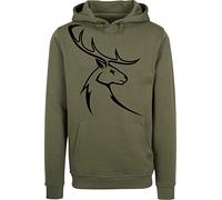 Baddery Sweat à Capuche de Chasse pour Homme - „Cerf mâle“ (Olive M)
