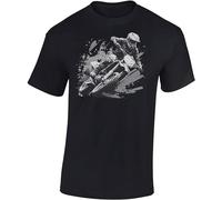 Baddery T-shirt de motocross pour homme « Dirt Rush », Noir , M