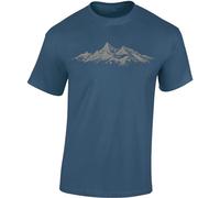 Baddery T-shirt de randonnée pour homme : Alpengipfel - T-shirt d'escalade pour homme - Cadeau pour les amateurs de randonnée - Équipement d'alpinisme, Bleu jeans, XL