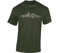 Baddery T-shirt de randonnée pour homme : Alpengipfel - T-shirt d'escalade pour homme - Cadeau pour les amateurs de randonnée - Équipement d'alpinisme, army, XL