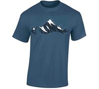 Baddery T-shirt de randonnée pour homme - « BergWind » - Cadeau pour randonneurs et alpinistes - Avec motif montagne, Denim Blue - Bergwind, M