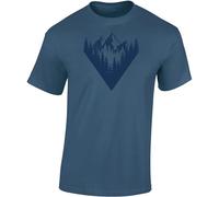 Baddery T-shirt de randonnée : sommet de la forêt - T-shirt d'escalade hommes femmes femmes hommes - cadeau pour les amateurs de randonnée - équipement d'alpinisme - forêt nature montagnes, Bleu jeans