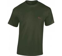 Baddery T-shirt pour chien homme et femme : teckel brodé - Cadeau pour les propriétaires de chiens, les amoureux des chiens et les chasseurs, Vert armée, S
